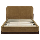 Baldacci Walnut / Curry Upholstered Eastern King Platform Bed from Coaster - Luna Furniture