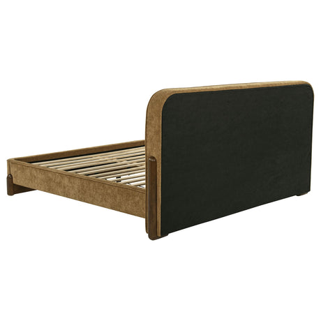 Baldacci Walnut / Curry Upholstered Eastern King Platform Bed from Coaster - Luna Furniture
