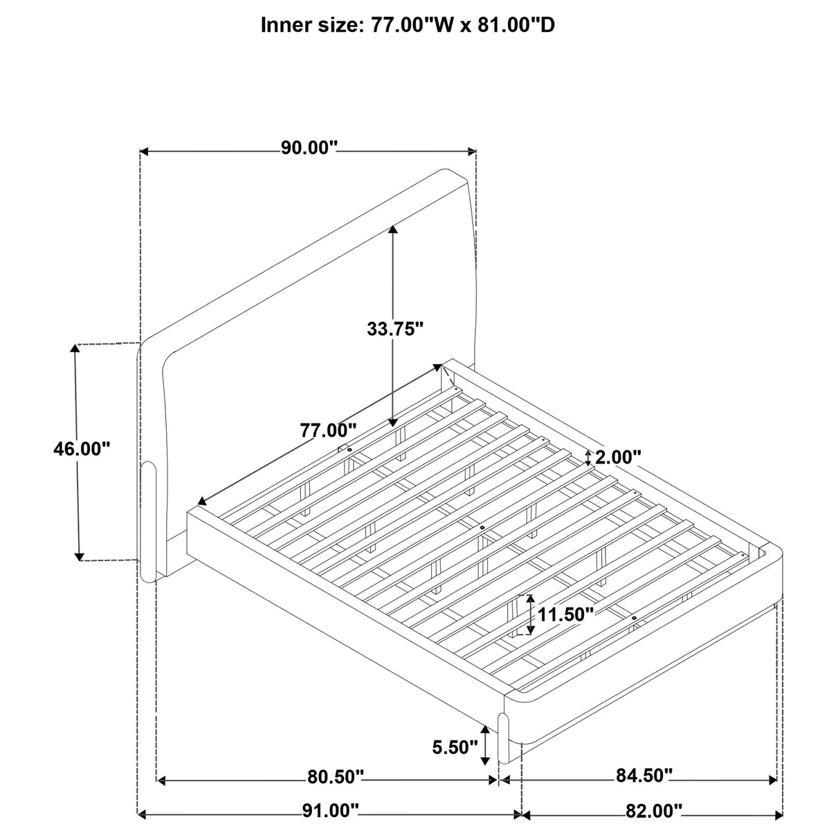 Baldacci Walnut / Curry Upholstered Eastern King Platform Bed from Coaster - Luna Furniture