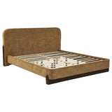 Baldacci Walnut / Curry Upholstered California King Platform Bed from Coaster - Luna Furniture