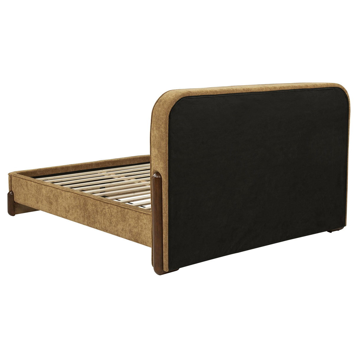 Baldacci Walnut / Curry Upholstered Queen Platform Bed from Coaster - Luna Furniture