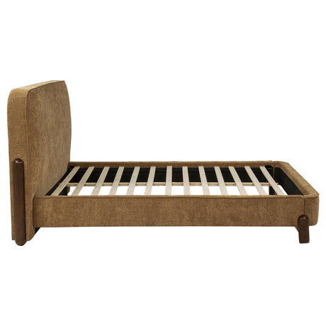 Baldacci Walnut / Curry Upholstered Queen Platform Bed from Coaster - Luna Furniture