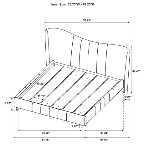 Evelyn Ivory Upholstered Eastern King Panel Platform Bed from Coaster - Luna Furniture