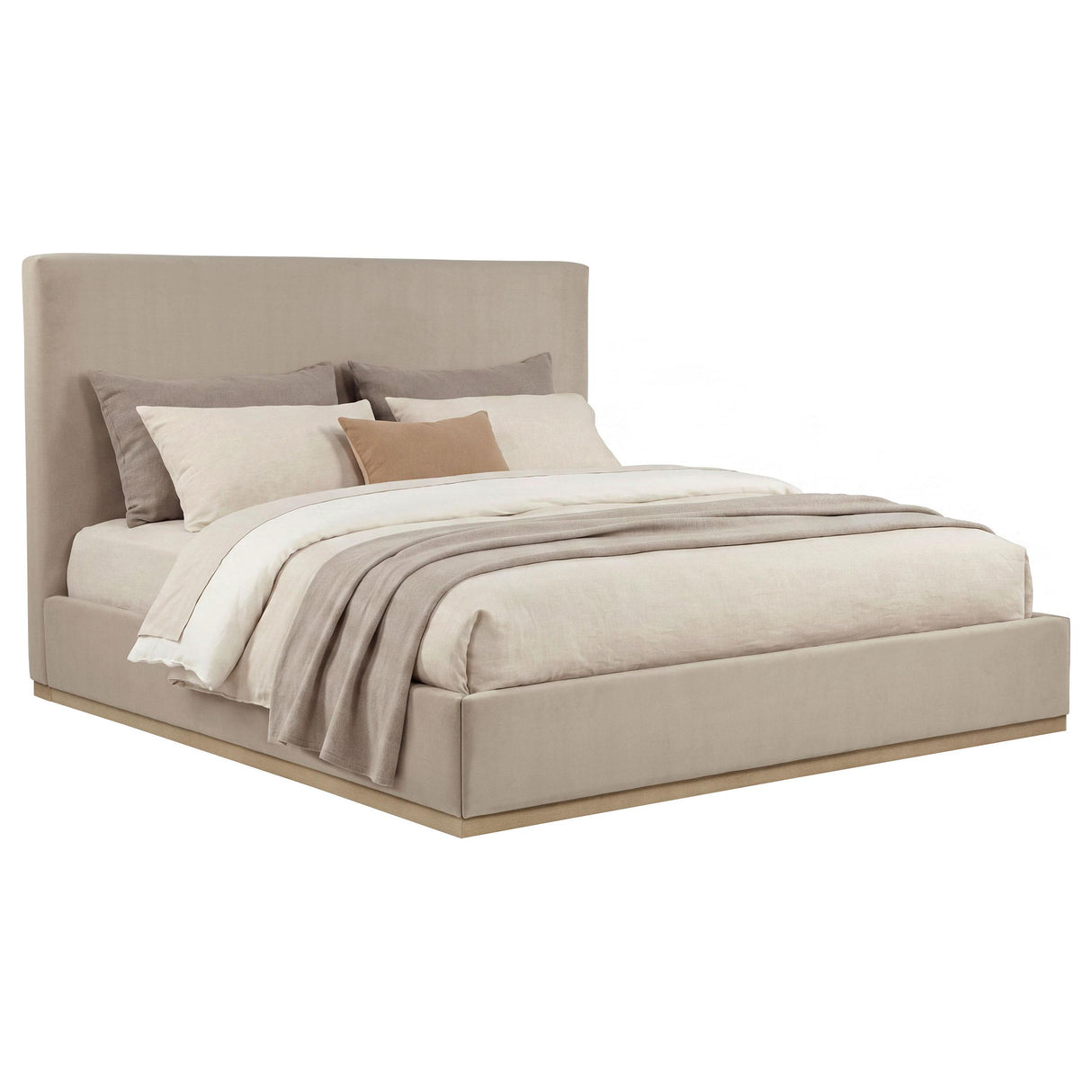 Knox Khaki Eastern King Fabric Upholstered Platform Bed from Coaster - Luna Furniture