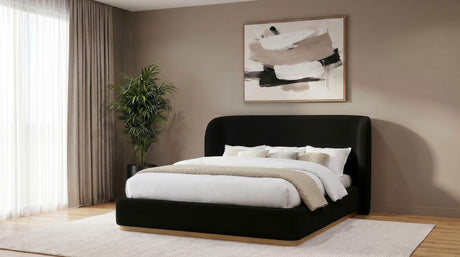 Blaire Black Upholstered Eastern King Wingback Platform Bed from Coaster - Luna Furniture