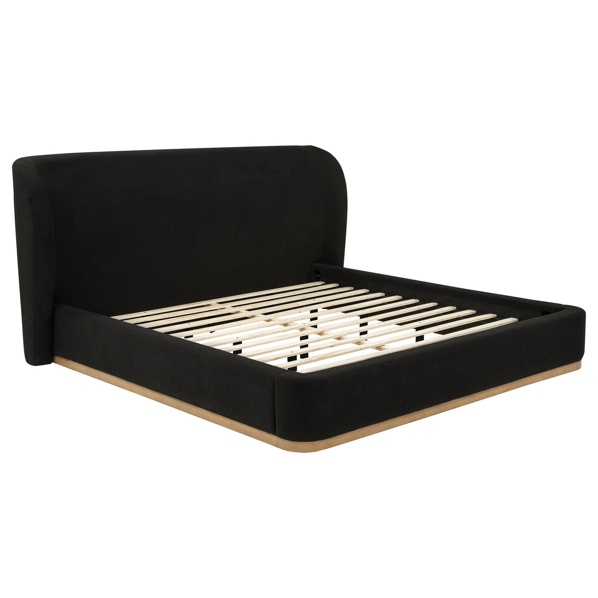 Blaire Black Upholstered Eastern King Wingback Platform Bed from Coaster - Luna Furniture