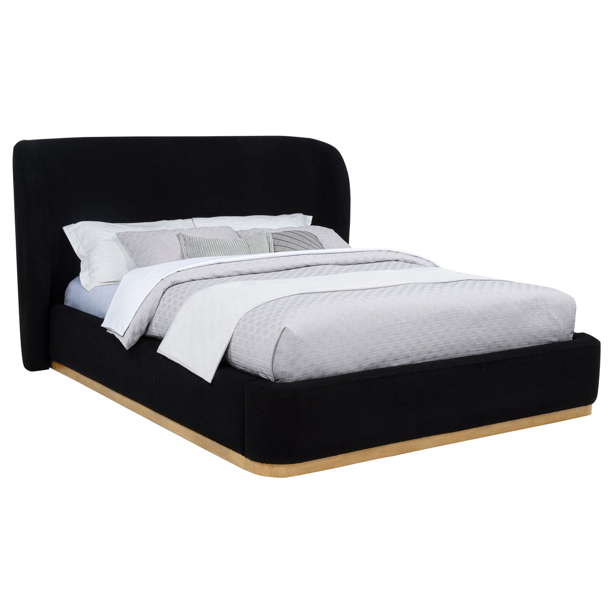 Blaire Black Upholstered Eastern King Wingback Platform Bed from Coaster - Luna Furniture