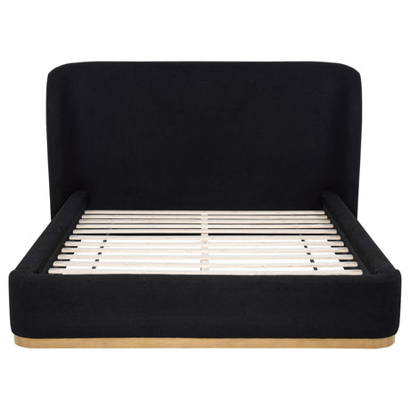 Blaire Black Upholstered Eastern King Wingback Platform Bed from Coaster - Luna Furniture