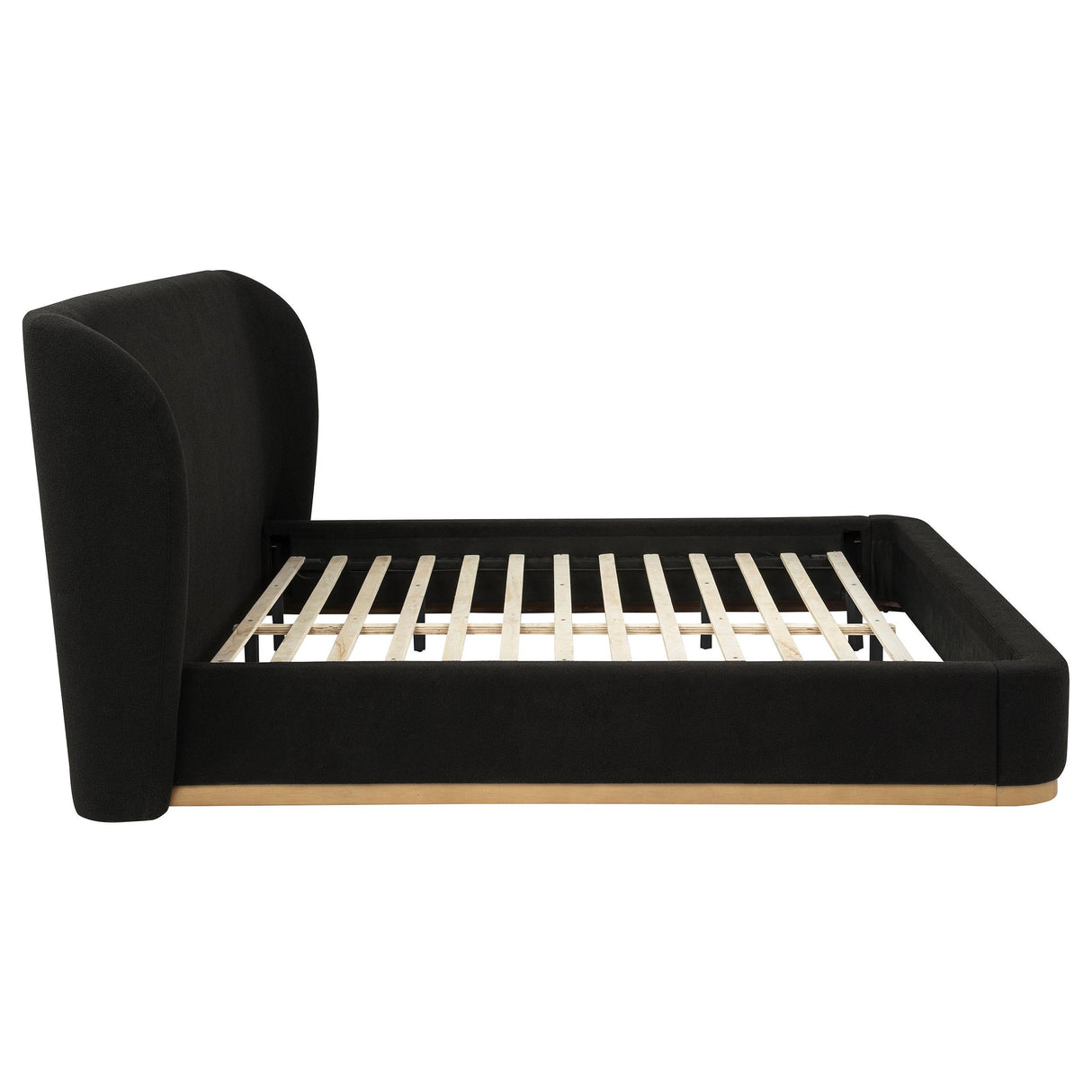 Blaire Black Upholstered Eastern King Wingback Platform Bed from Coaster - Luna Furniture