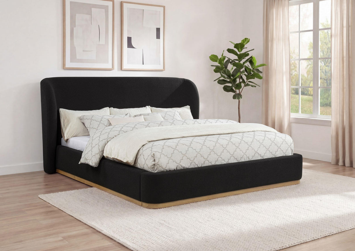 Blaire Black Upholstered California King Wingback Platform Bed from Coaster - Luna Furniture