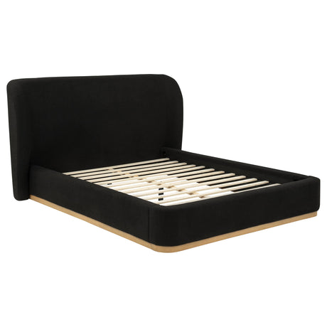 Blaire Black Upholstered Queen Wingback Platform Bed from Coaster - Luna Furniture