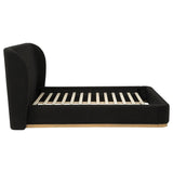Blaire Black queen platform bed, rear three-quarter view with wingback headboard