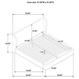 Blaire Black queen platform bed, side profile with low upholstered base, profile view