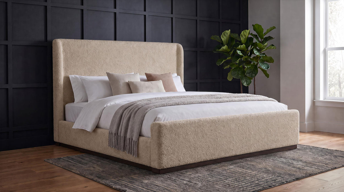 Nala Tan Eastern King Fabric Upholstered Platform Bed from Coaster - Luna Furniture