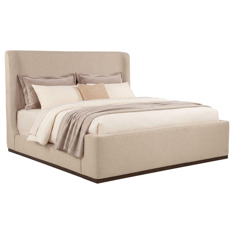 Nala Tan Eastern King Fabric Upholstered Platform Bed from Coaster - Luna Furniture