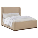 Nala Tan Queen Fabric Upholstered Platform Bed from Coaster - Luna Furniture