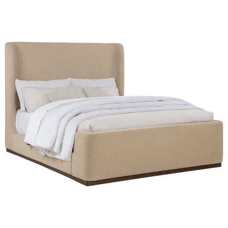 Nala Tan Queen Fabric Upholstered Platform Bed from Coaster - Luna Furniture