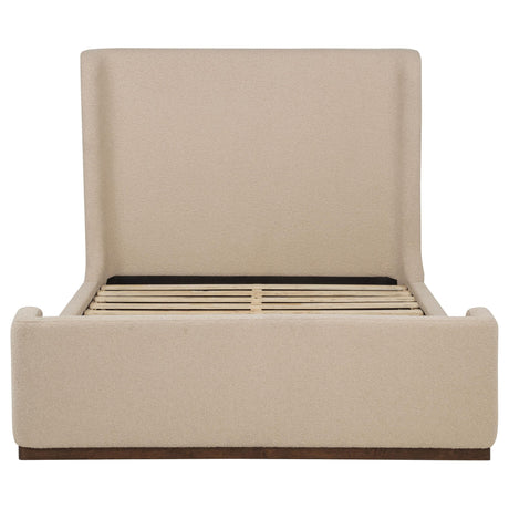 Nala Tan Queen Fabric Upholstered Platform Bed from Coaster - Luna Furniture