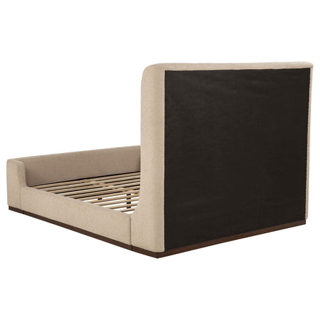 Nala Tan Queen Fabric Upholstered Platform Bed from Coaster - Luna Furniture