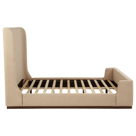 Nala Tan Queen Fabric Upholstered Platform Bed from Coaster - Luna Furniture