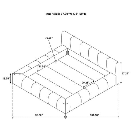 Wilshire Gray Upholstered Eastern King Platform Bed from Coaster - Luna Furniture