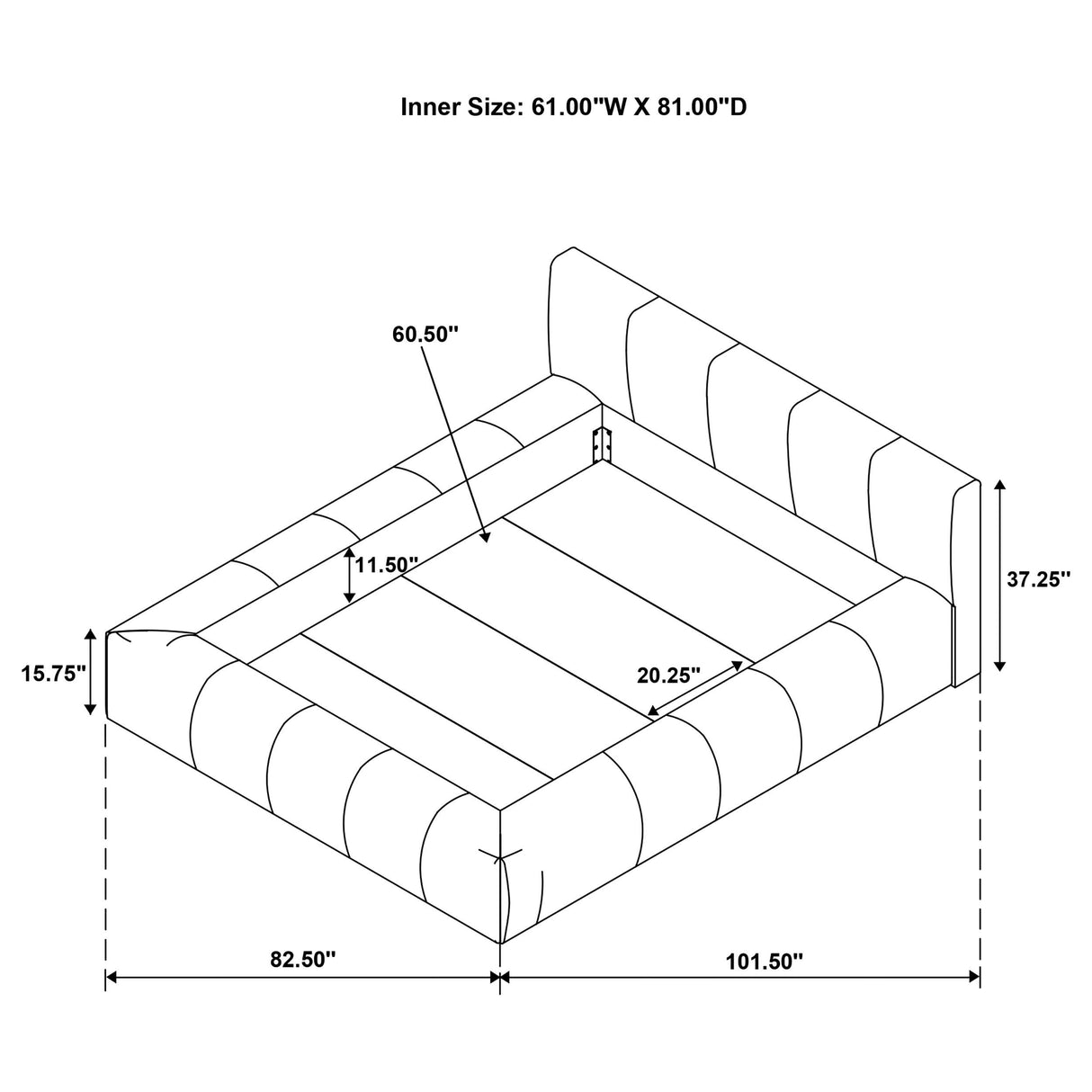 Wilshire Gray Upholstered Queen Platform Bed from Coaster - Luna Furniture