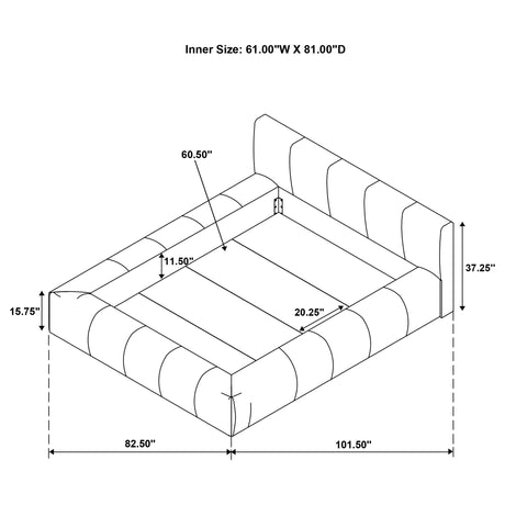 Wilshire Gray Upholstered Queen Platform Bed from Coaster - Luna Furniture