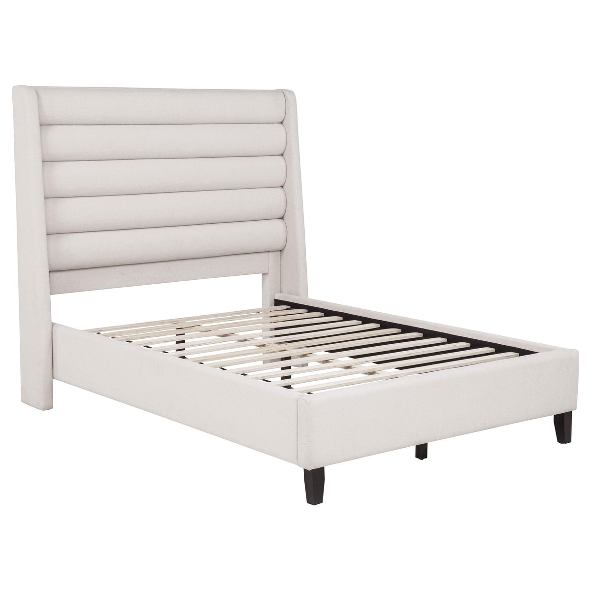 Leslie Beige Full Tufted Wingback Platform Bed from Coaster - Luna Furniture