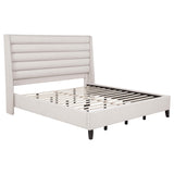 Leslie Beige Upholstered Tufted Eastern King Wingback Platform Bed from Coaster - Luna Furniture