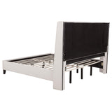 Leslie Beige Upholstered Tufted Eastern King Wingback Platform Bed from Coaster - Luna Furniture