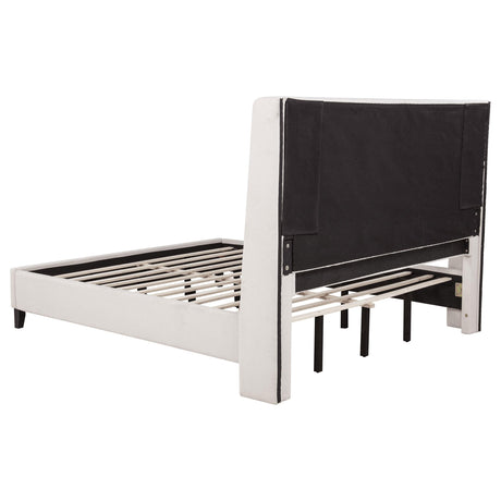 Leslie Beige California King Wingback Platform Bed from Coaster - Luna Furniture