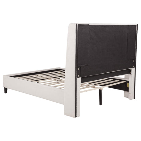 Leslie Beige Queen Tufted Wingback Platform Bed from Coaster - Luna Furniture