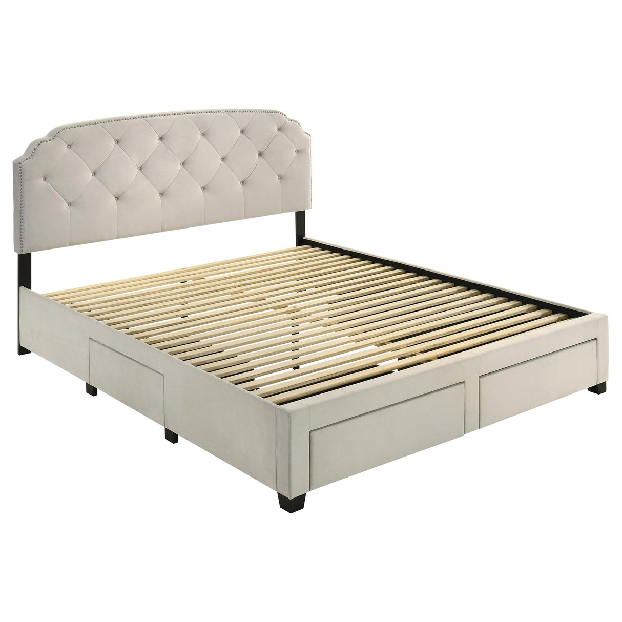 Marianna Cream 4-Drawer Upholstered Eastern King Storage Bed from Coaster - Luna Furniture