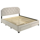Marianna Cream 4-Drawer Upholstered Eastern King Storage Bed from Coaster - Luna Furniture