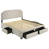 Marianna Cream 4-Drawer Upholstered Eastern King Storage Bed from Coaster - Luna Furniture