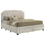 Marianna Cream 4-Drawer Upholstered Eastern King Storage Bed from Coaster - Luna Furniture