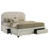 Marianna Cream 4-Drawer Upholstered Eastern King Storage Bed from Coaster - Luna Furniture