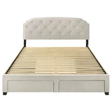 Marianna Cream 4-Drawer Upholstered Eastern King Storage Bed from Coaster - Luna Furniture