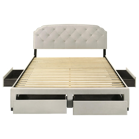 Marianna Cream 4-Drawer Upholstered Eastern King Storage Bed from Coaster - Luna Furniture