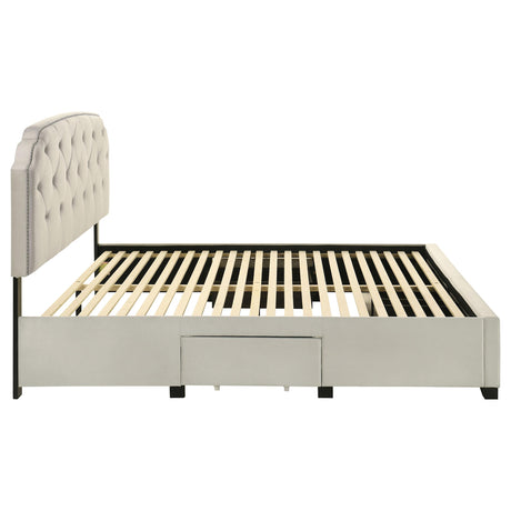 Marianna Cream 4-Drawer Upholstered Eastern King Storage Bed from Coaster - Luna Furniture