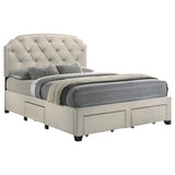 Marianna Cream 4-Drawer Upholstered Queen Storage Bed from Coaster - Luna Furniture