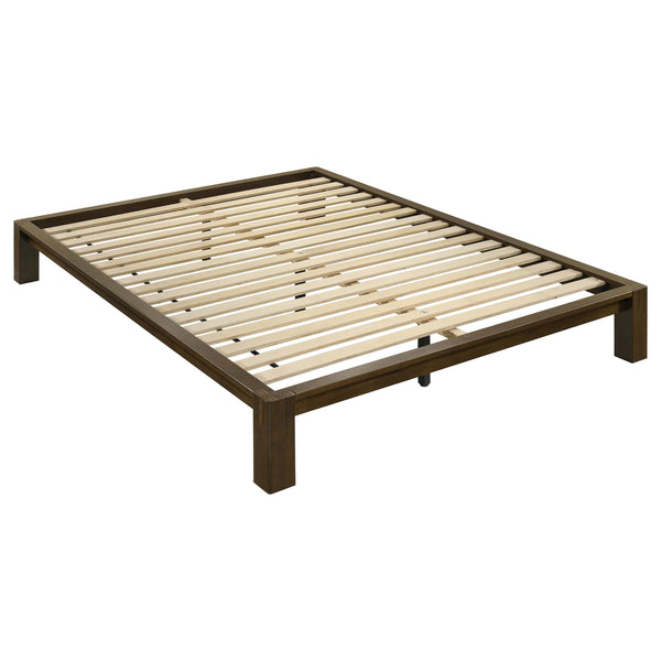 Gislen Walnut Easy Assembly Wood Full Platform Bed