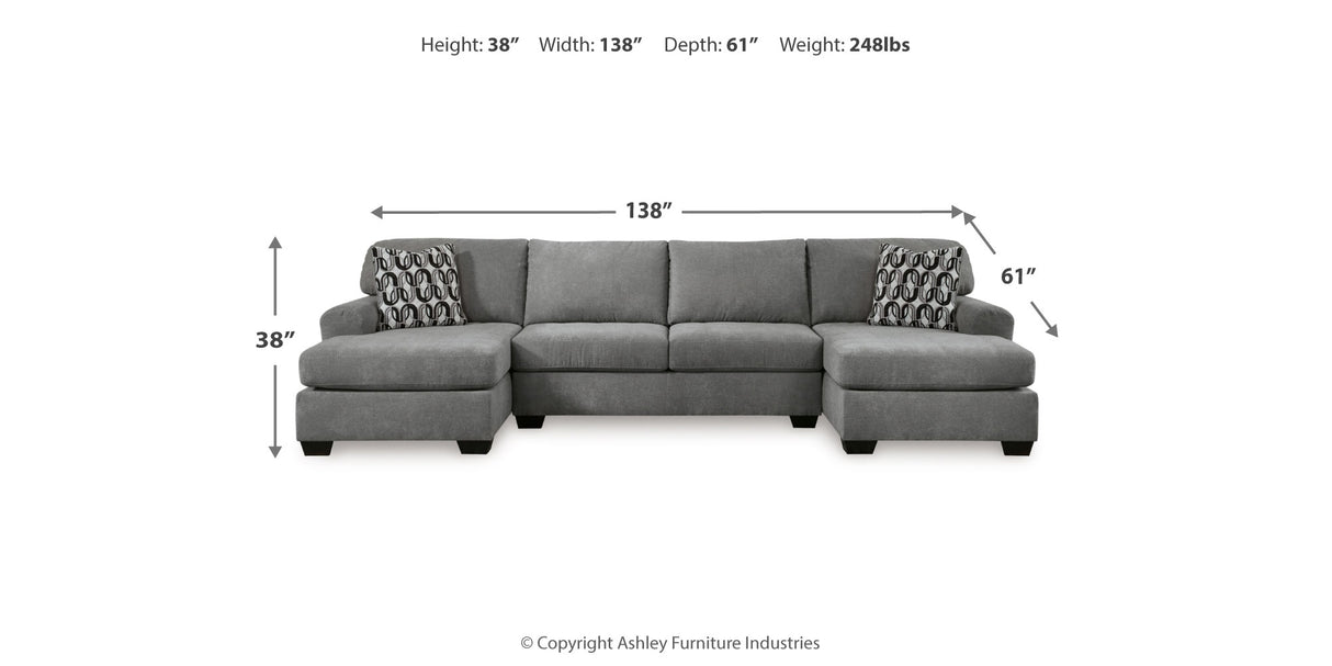 Birkdale Court Gray 3-Piece Double Chaise Sectional from Ashley Furniture - Luna Furniture