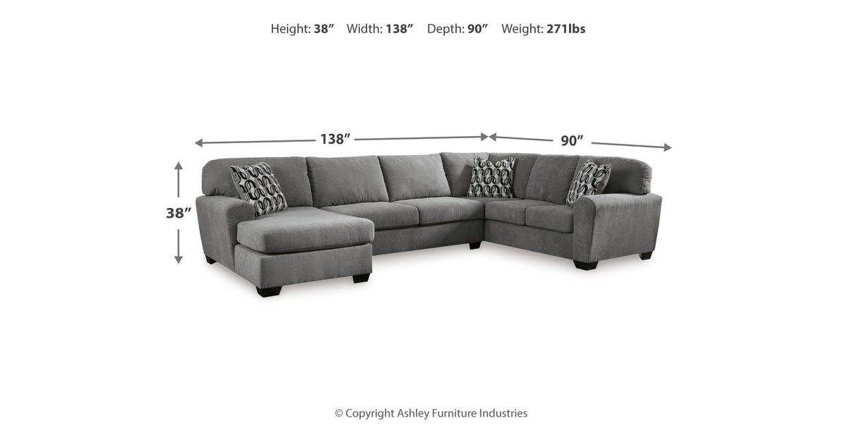 Birkdale Court Gray 3-Piece LAF Chaise Sectional from Ashley Furniture - Luna Furniture