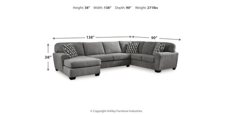 Birkdale Court Gray 3-Piece LAF Chaise Sectional from Ashley - Luna Furniture