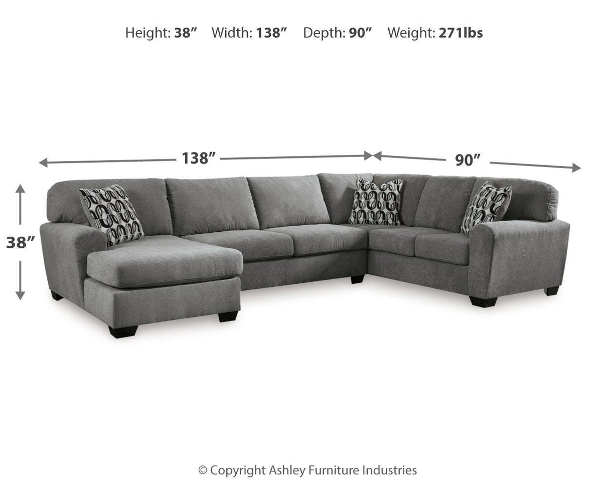 Birkdale Court Gray 3-Piece LAF Chaise Sectional from Ashley Furniture - Luna Furniture