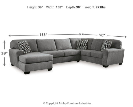 Birkdale Court Gray 3-Piece LAF Chaise Sectional from Ashley - Luna Furniture