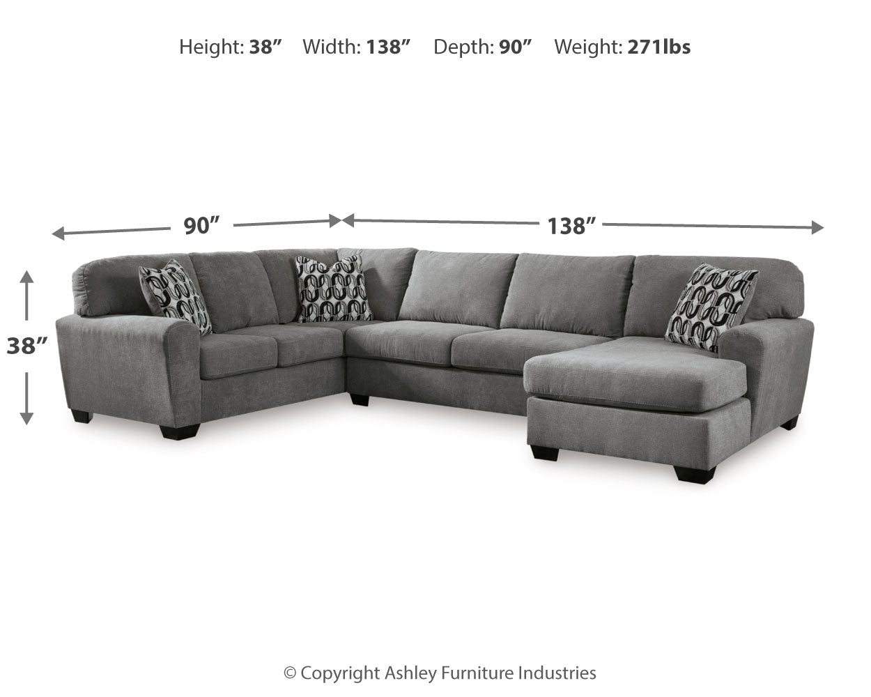 Birkdale Court Gray 3-Piece Sectional with Chaise 32402S2 – Luna