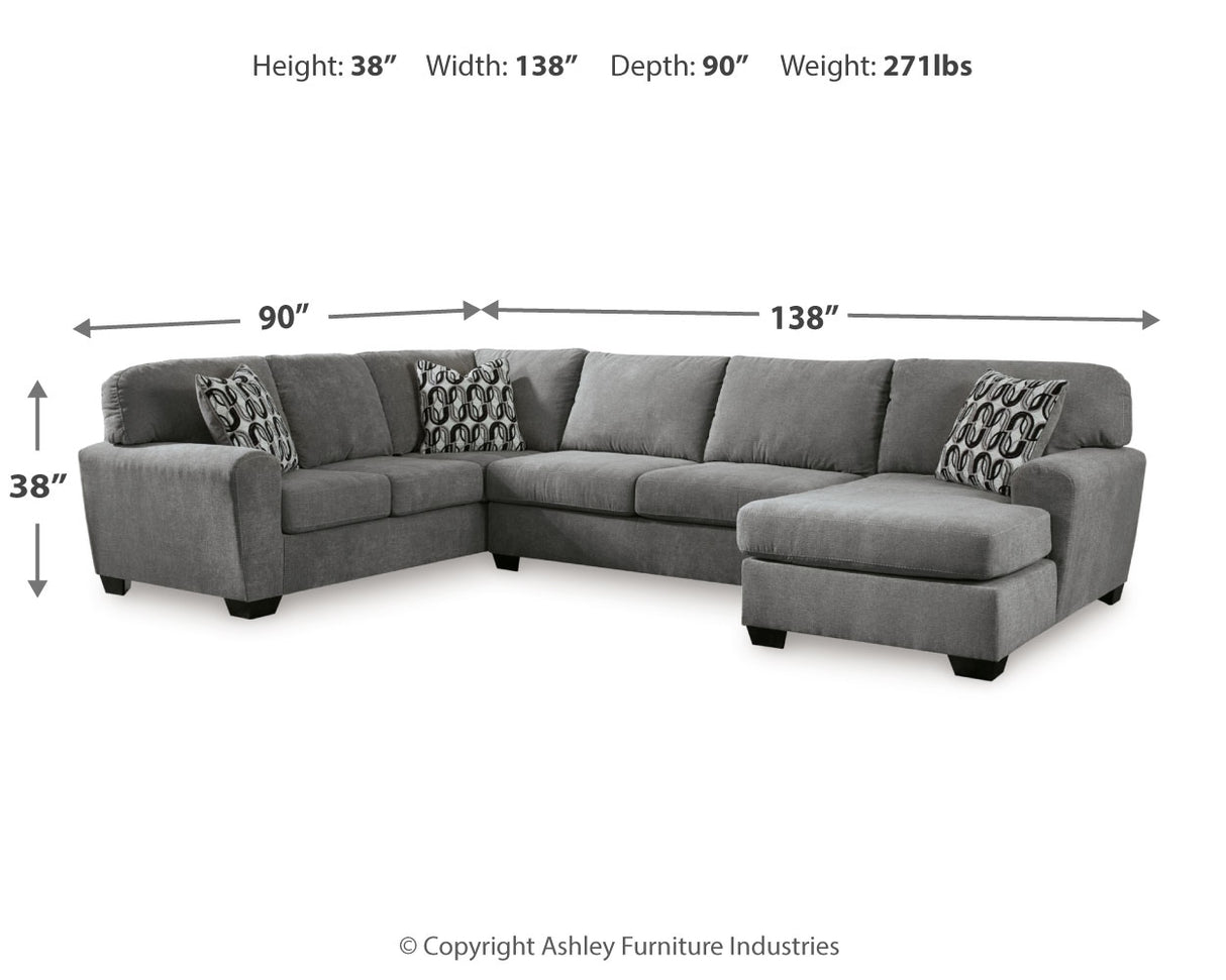 Birkdale Court Gray 3-Piece RAF Chaise Sectional from Ashley Furniture - Luna Furniture