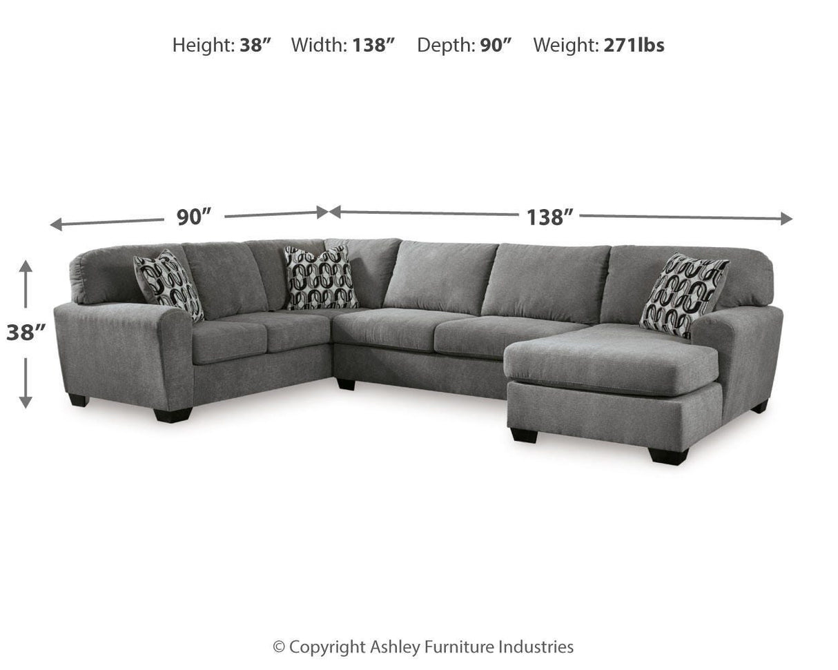 Birkdale Court Gray 3-Piece RAF Chaise Sectional from Ashley Furniture - Luna Furniture